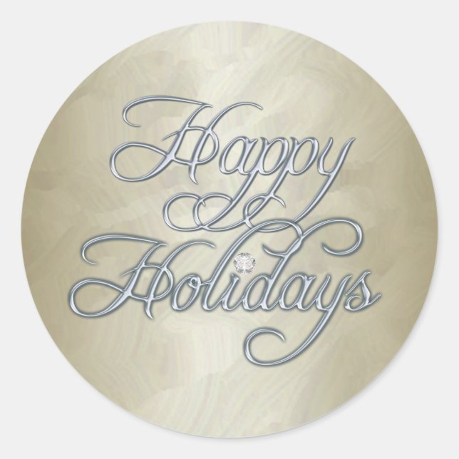 Gold Foil Happy Holidays Diamond Sticker (Front)