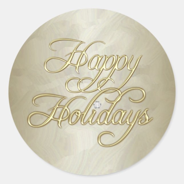 Gold Foil Happy Holidays Diamond Sticker (Front)