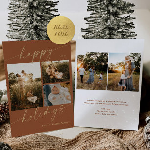 Gold Foil Happy Holidays Photo Christmas Card