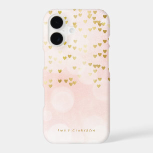 Gold Foil Heart Confetti Pink Bokeh Personalised