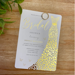 Gold Foil Heart Gown Bridal Shower Golden