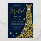 Gold Foil Heart Gown with Navy Bridal Shower