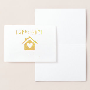 Gold Foil Heart House Home Anniversary Card