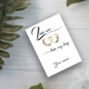 Gold foil heart name funny quote Flat Holiday Card