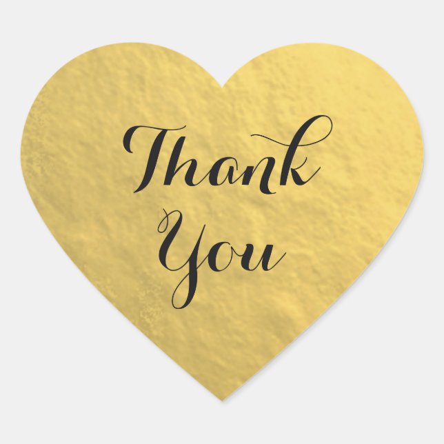 Gold Foil Heart Thank You Sticker (Front)