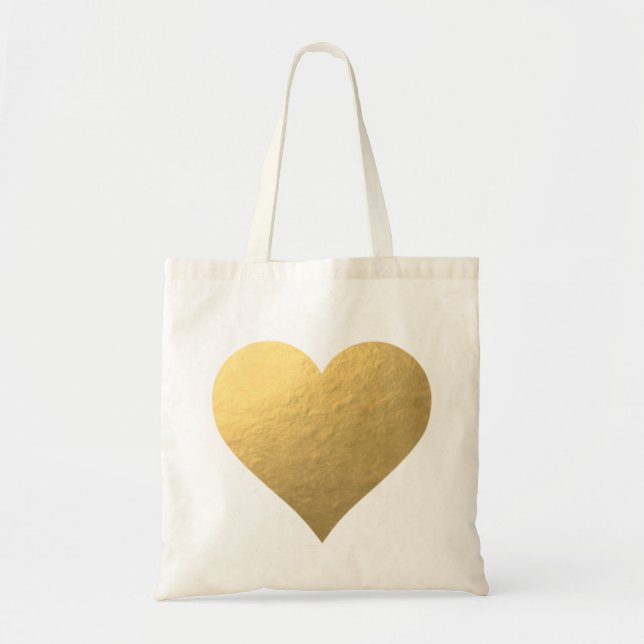 Gold Foil Heart Tote Bag (Front)
