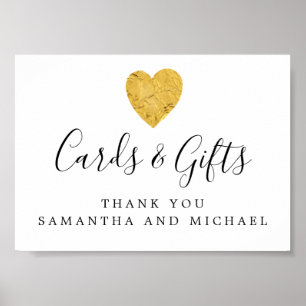 Gold Foil Heart Wedding Cards and Gifts Sign
