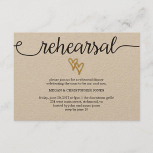 Gold Foil Hearts Kraft Paper Rehearsal Card