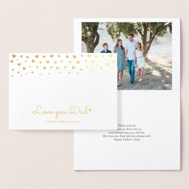 Gold Foil Hearts | Love you Dad Fathers Day Foil C Foil Card (Display)