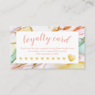 Gold Foil Hearts Pastel Abstract Salon Loyalty Card