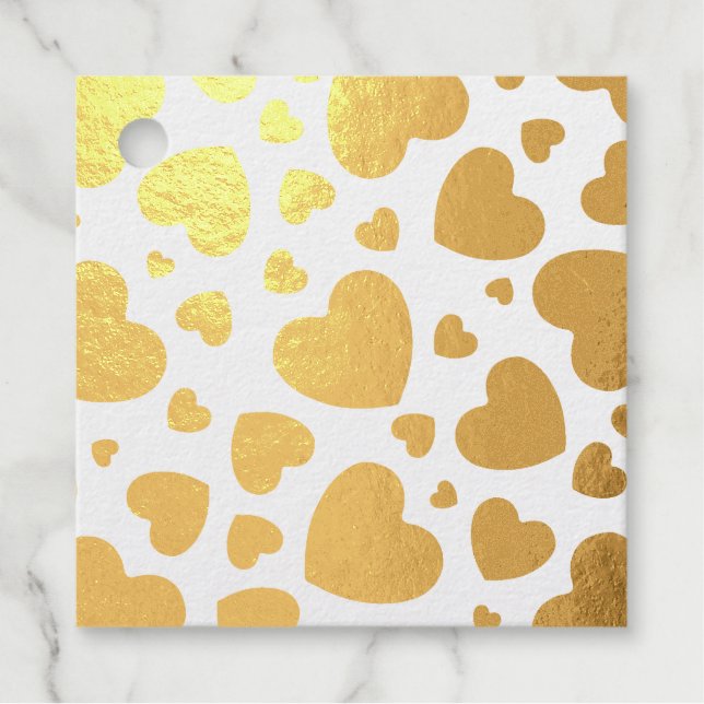 Gold Foil Hearts Pattern Favour Tags (Front)