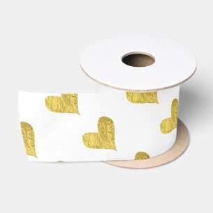 Gold Foil Hearts Satin Ribbon