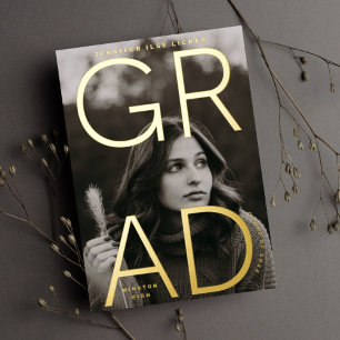 Gold Foil High School GRAD   Photo Announcement