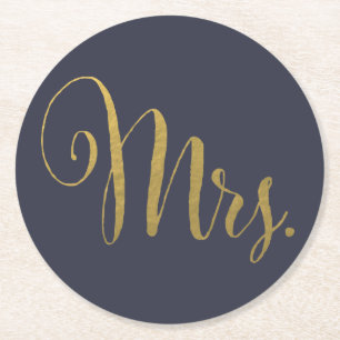 Gold Foil His n Hers Mr & Mrs Matching Coasters