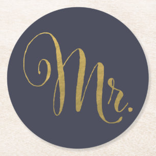 Gold Foil His n Hers Mr & Mrs Matching Coasters