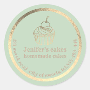 Gold foil Homemade cupcakes and treats packaging Classic Round Sticker