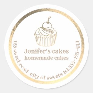 Gold foil Homemade cupcakes and treats packaging Classic Round Sticker