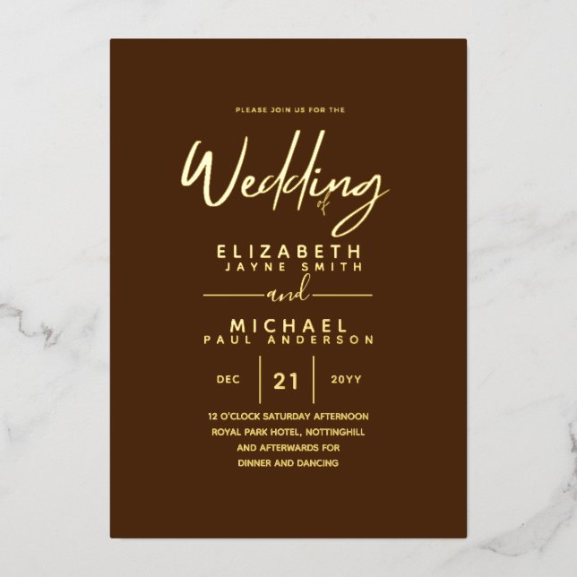 GOLD FOIL Hot Chocolate Modern All-in-1 Wedding (Front)