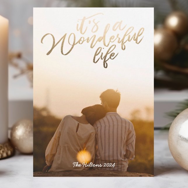 Gold Foil it's a Wonderful life Christmas Photo Holiday Card (Creator Uploaded)