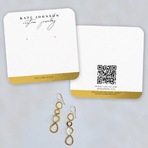 Gold Foil Jewellery Holder Earring Display Script Square Business Card