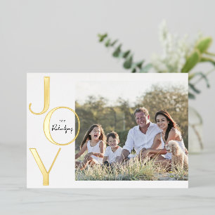 Gold Foil Joy minimalist simple modern christmas Holiday Card