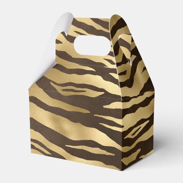 Gold Foil Jungle Tiger Favour Box (Front Side)