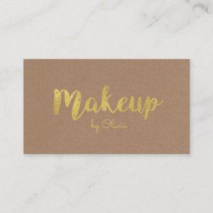 Gold Foil Kraft Makeup Artist Business Cards