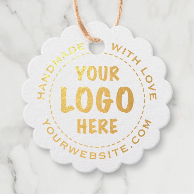 Gold Foil Kraft Price Tag Hang Tag Scalloped (Front)