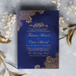 Gold Foil Lace Ornate Blue Islamic Muslim Wedding Invitation<br><div class="desc">Gold Foil Lace Ornate Blue Islamic Muslim Wedding</div>