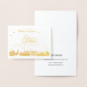Gold Foil Las Vegas Skyline Wedding Invitation