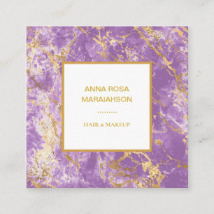 *~* Gold Foil Lavender Marble Modern Girly Luxe Square Business Card