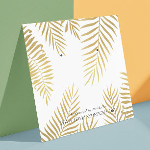Gold Foil Leaf Earring Jewellery Display Custom Square Business Card