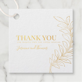 Gold Foil Leaf Thank You Tag