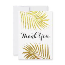 Gold Foil Leaf Tropical Wedding Elegant Thank You