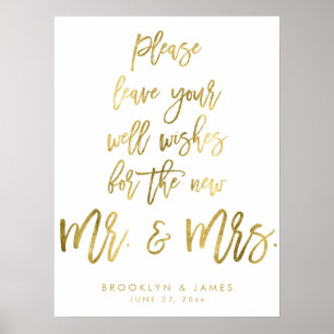 Gold Foil Leave Your Well Wishes Wedding Sign