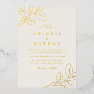 Gold Foil Leaves & Beige Wedding