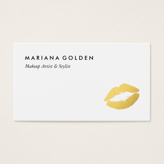 Gold Foil Lips Makeup Artist Business Card