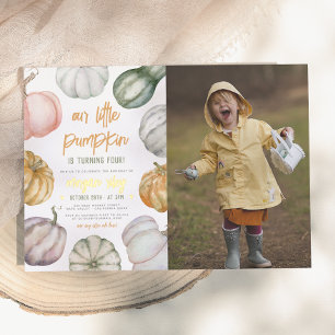 Gold Foil Little Pumpkin Boho Birthday Party Photo
