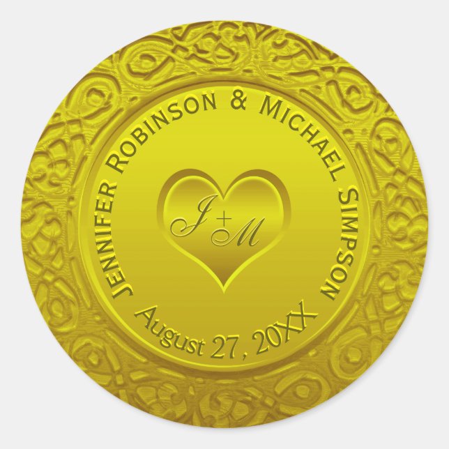 Gold Foil Look Classic Round Sticker (Front)