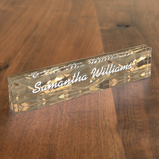 Gold Foil Look Custom Desk Nameplate (Side)