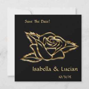 Gold Foil Look Rose Elegant Goth Invitations