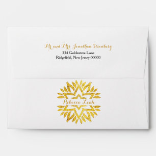 Gold Foil Look Star of David Mandala Bat Mitzvah Envelopes