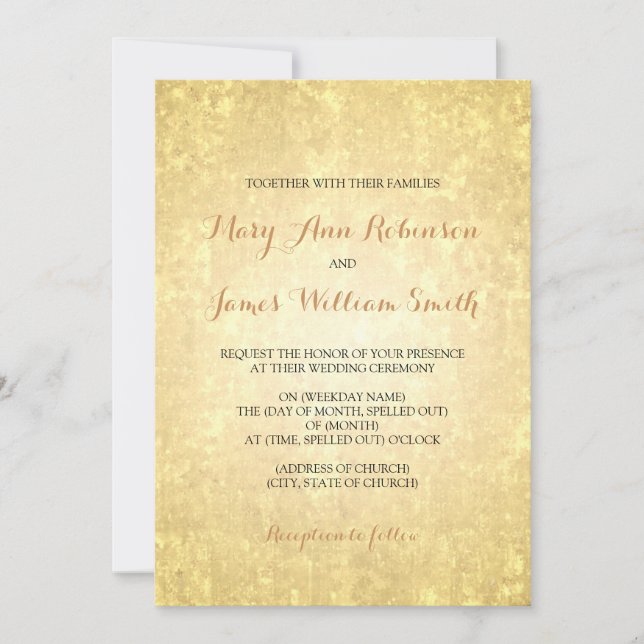 Gold Foil Look Stars Confetti Wedding Invitation (Front)