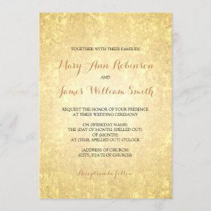 Gold Foil Look Stars Confetti Wedding Invitation