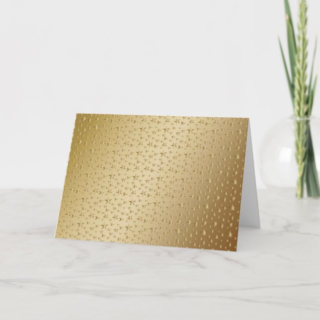 gold foil look stars on gold background holiday card (Front)