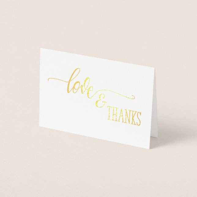 Gold Foil Love and Thanks Thank You Cards (Front)