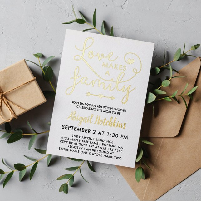 Gold Foil Love Makes A Family Adoption Shower (Creator Uploaded)