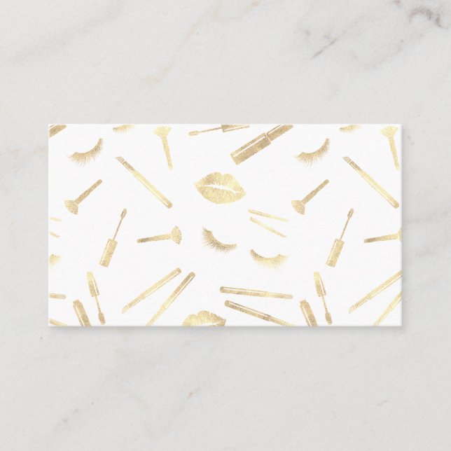GOLD FOIL makeup artist lashes lips lipstick eyes Business Card (Front)