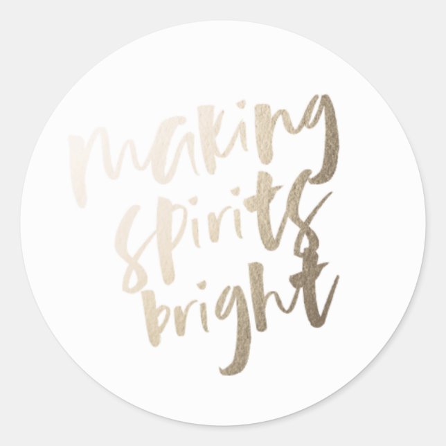 Gold Foil Making Spirits Bright Gift Tag Sticker (Front)