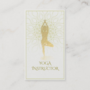 Gold Foil Mandala Floral Yoga Meditation Om Symbol Business Card